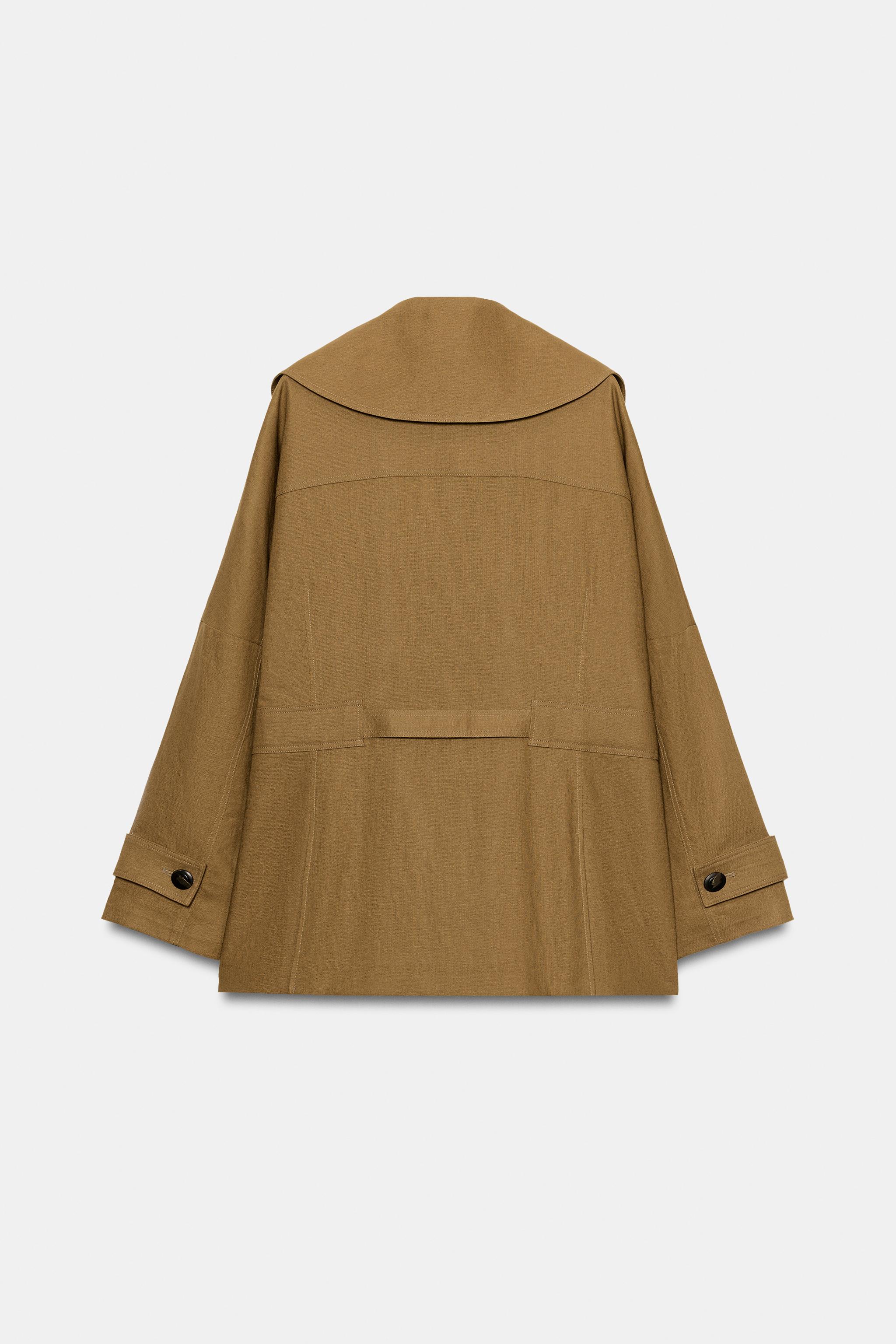 LINEN BLEND BELTED TRENCH JACKET